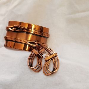 Vintage Renoir Copper jewelry bracelet & clip earrings